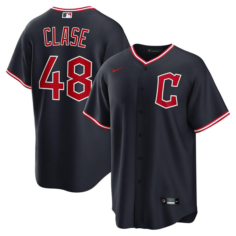 Mens Cleveland Guardians #48 Emmanuel Clase Nike 2025 Navy Alternate Limited Player Jersey