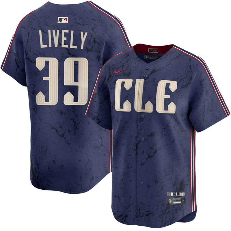 Mens Cleveland Guardians #39 Ben Lively Nike Navy City Connect Limited Player Jersey