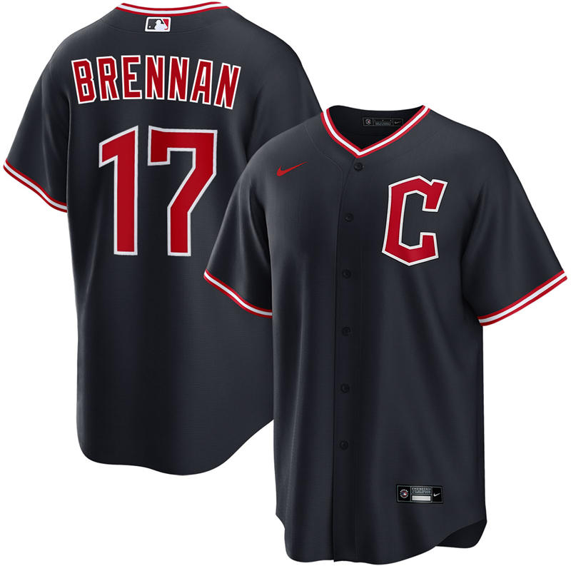 Mens Cleveland Guardians #17 Will Brennan Nike 2025 Navy Alternate Limited Player Jersey