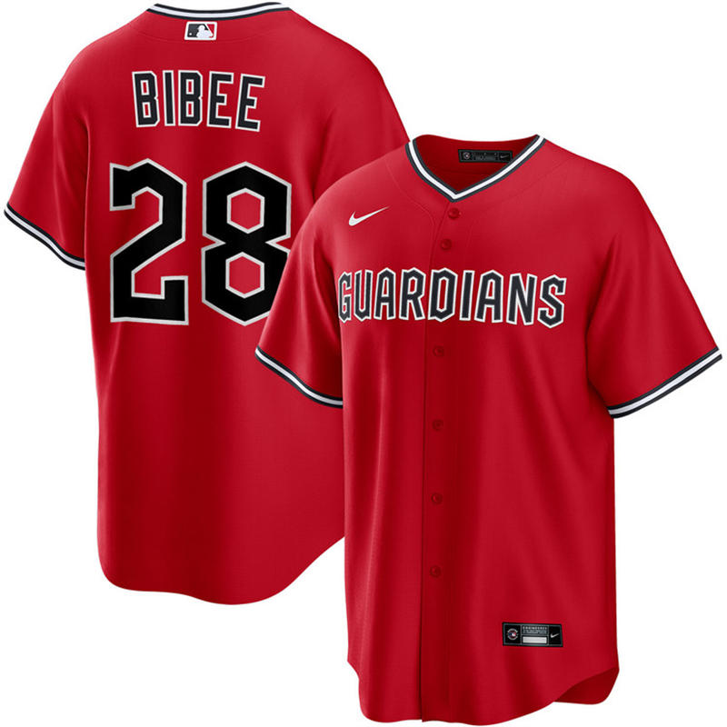 Mens Cleveland Guardians #28 Tanner Bibee Nike 2025 Red Alternate Limited Player Jersey