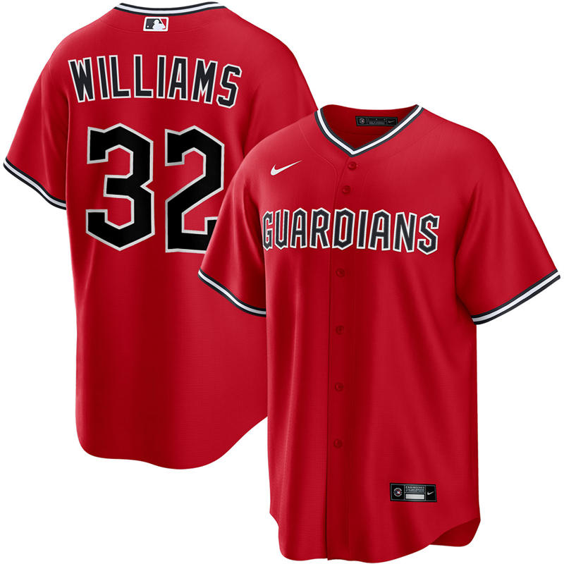 Mens Cleveland Guardians #32 Gavin Williams Nike 2025 Red Alternate Limited Player Jersey