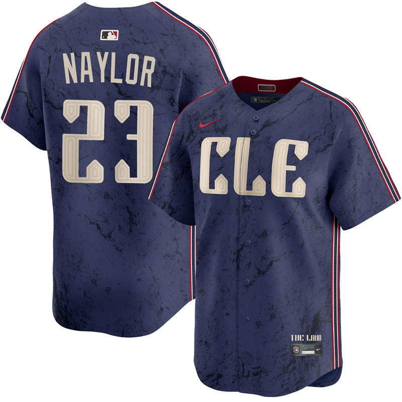 Mens Cleveland Guardians #23 Bo Naylor Nike Navy City Connect Limited Player Jersey