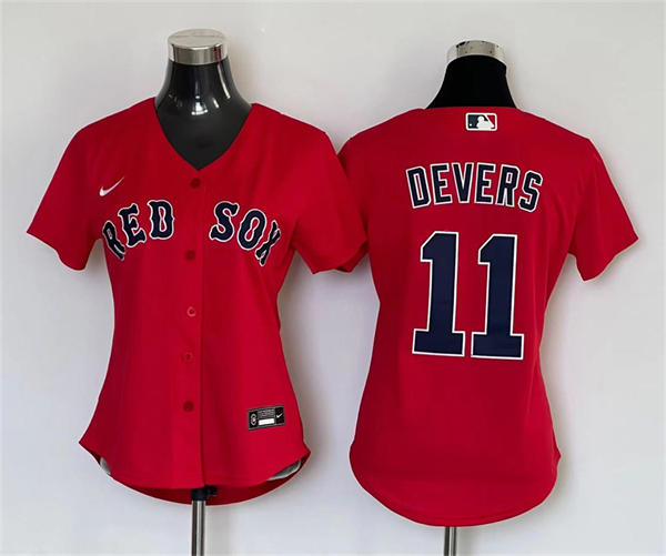 Women's Boston Red Sox #11 Rafael Devers Nike Red with name Limited Jersey