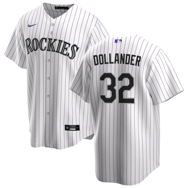 Youth Colorado Rockies #32 Chase Dollander Nike Home White Pinstripe Vapor Limited Jersey