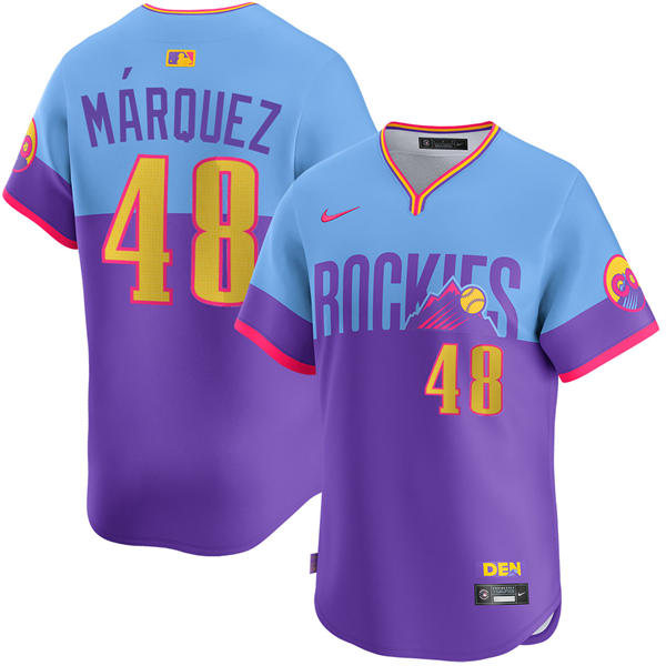 Youth Colorado Rockies #48 German Marquez Nike 2025 City Connect 2.0 Limited Jersey Purple Light Blue