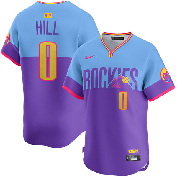 Youth Colorado Rockies #0 Jaden Hill Nike 2025 City Connect 2.0 Limited Jersey Purple Light Blue
