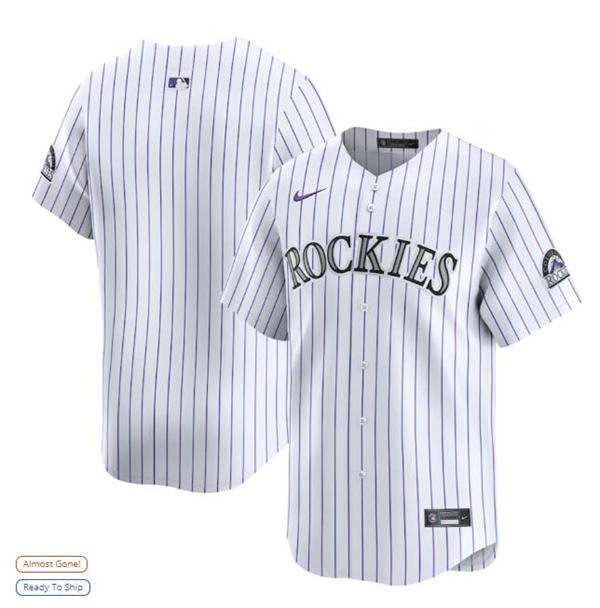 Youth Colorado Rockies Blank Nike Home White Pinstripe Vapor Limited Jersey
