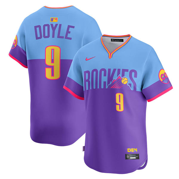 Youth Colorado Rockies #9 Brenton Doyle Nike 2025 City Connect 2.0 Limited Jersey Purple Light Blue