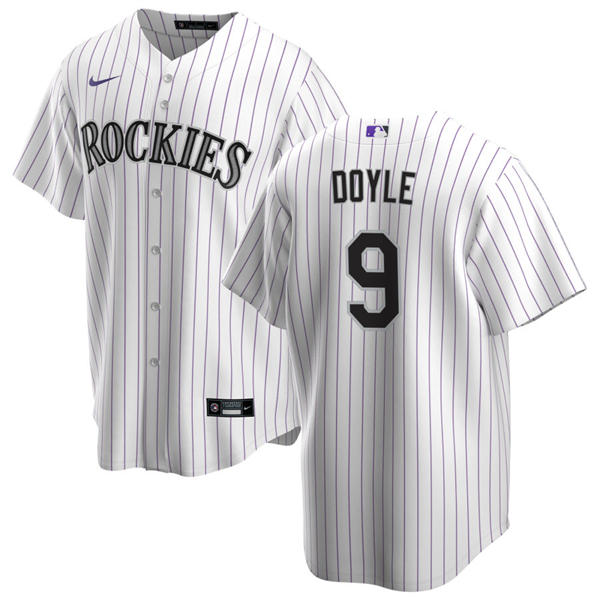 Youth Colorado Rockies #9 Brenton Doyle Nike Home White Pinstripe Vapor Limited Jersey