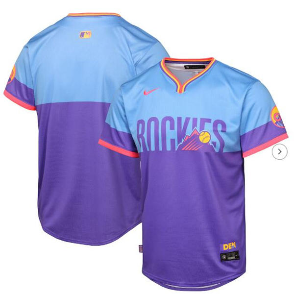 Youth Colorado Rockies Blank Nike 2025 City Connect 2.0 Limited Jersey Purple Light Blue