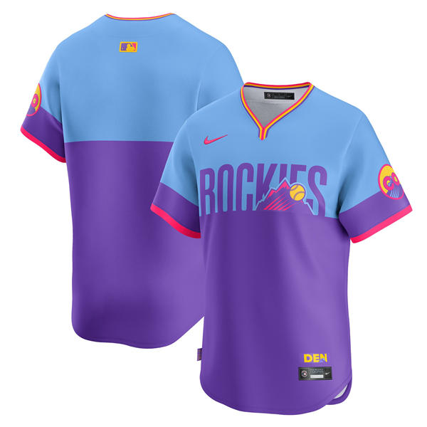 Men's Colorado Rockies Blank Nike 2025 City Connect 2.0 Limited Jersey Purple Light Blue