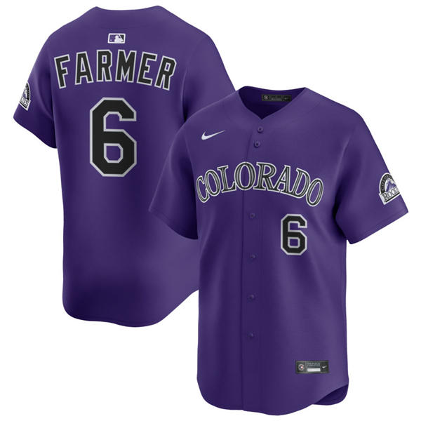 Mens Colorado Rockies #6 Kyle Farmer Nike Purple Alternate Vapor Limited Jersey