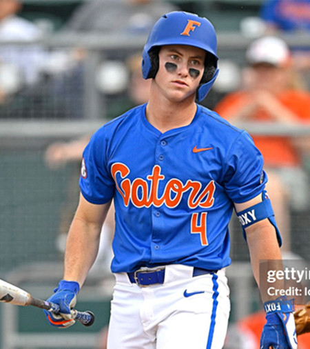 Mens Youth Florida Gators #4 Cade Kurland Royal Gators College Baseball Game Jersey