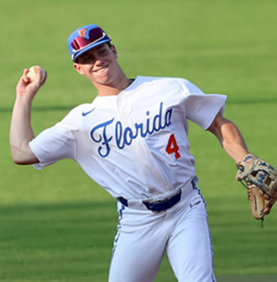 Mens Youth Florida Gators #4 Cade Kurland White College Baseball Game Jersey