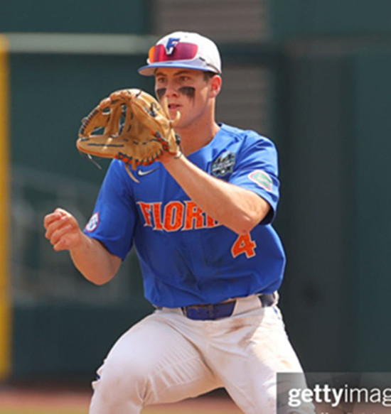 Mens Youth Florida Gators #4 Cade Kurland Royal Full Button College Baseball Game Jersey