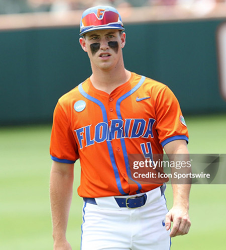 Mens Youth Florida Gators #4 Cade Kurland Orange Florida College Baseball Game Jersey