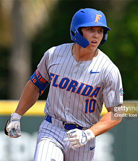 Mens Youth Florida Gators #10 Colby Shelton Gray Pinstripe College Baseball Game Jersey