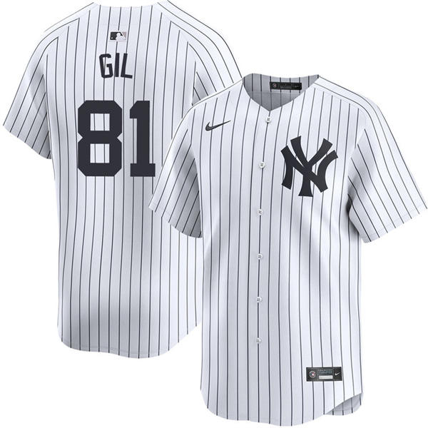 Mens New York Yankees #81 Luis Gil Nike White Home with Name Limited Jersey