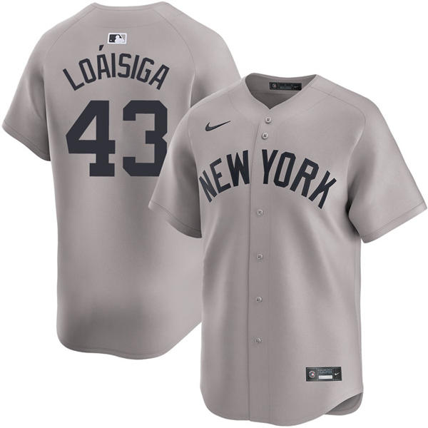 Mens New York Yankees #43 Jonathan Loaisiga Nike Away Limited Jersey Gray With Name