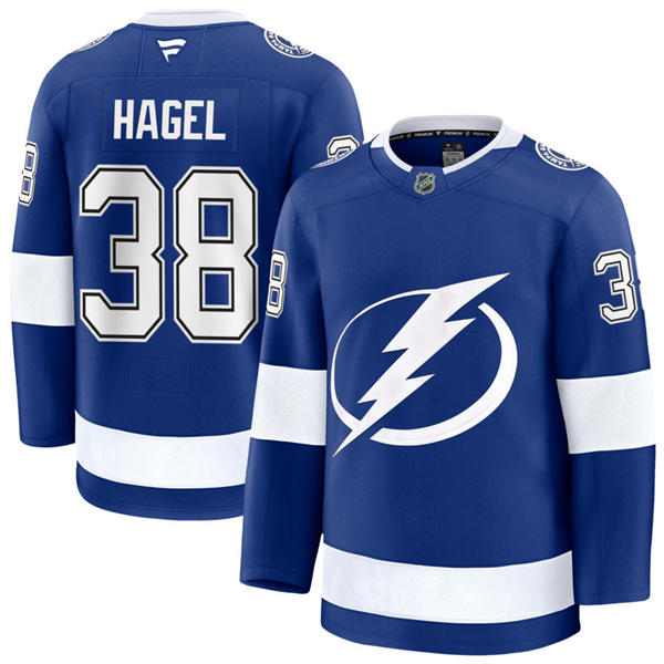 Mens Tampa Bay Lightning #38 Brandon Hagel Fanatics Home Blue Premium Player Jersey