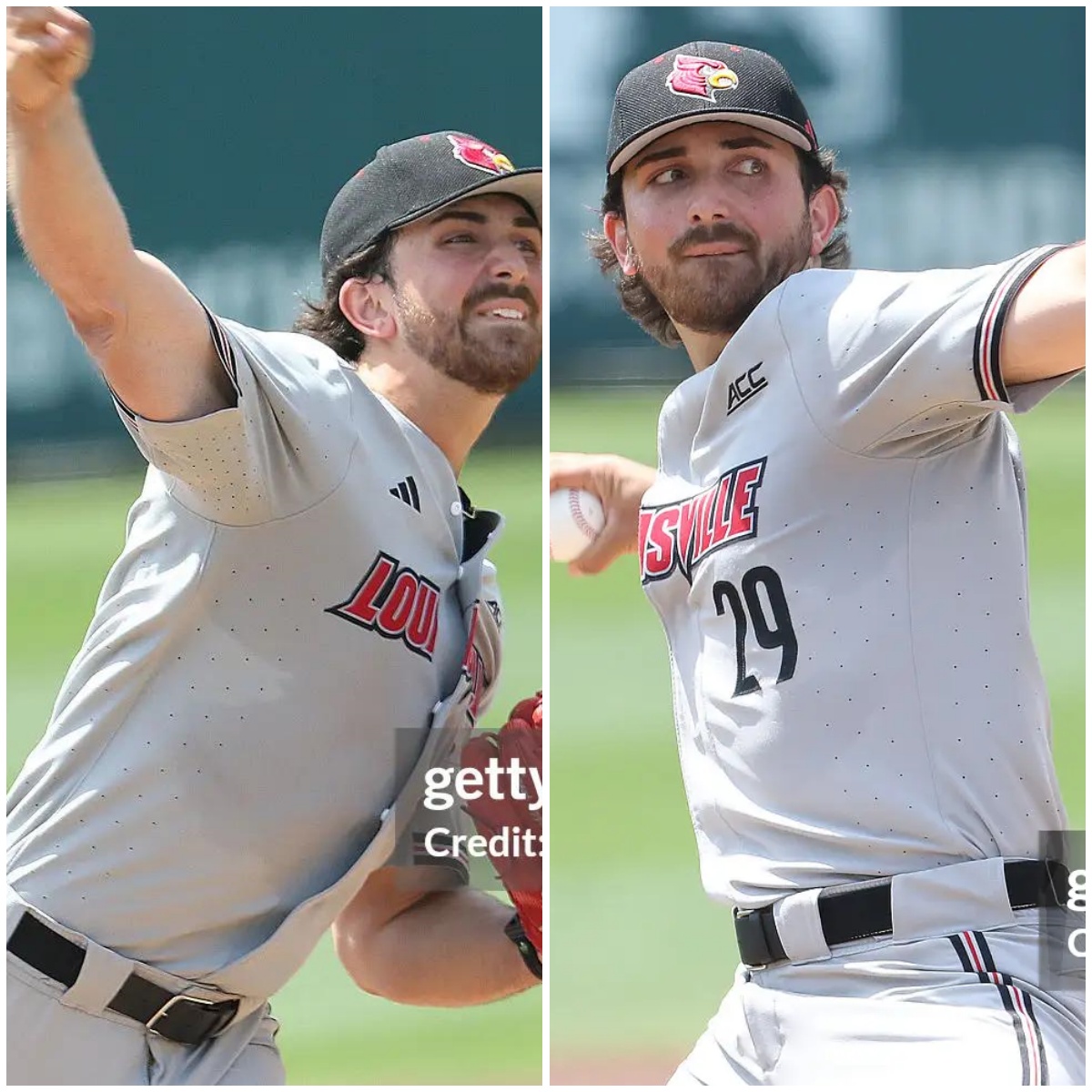 Mens Youth Louisville Cardinals #29 Peter Michael 2025 Gray College Baseball Game Jersey