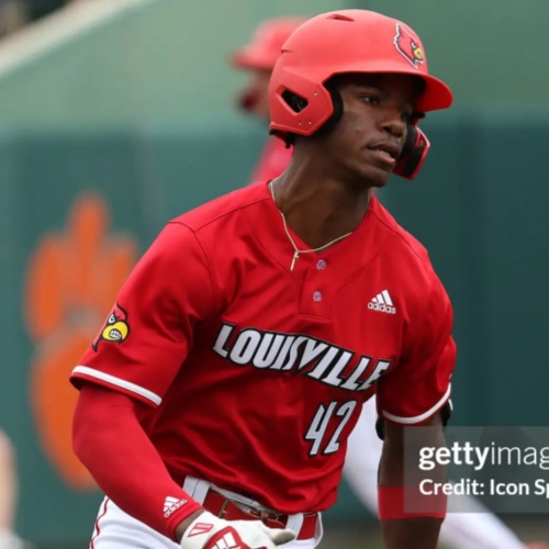 Mens Youth Louisville Cardinals #42 Eddie King Jr. 2021 Red two-button Adidas College Baseball Jersey
