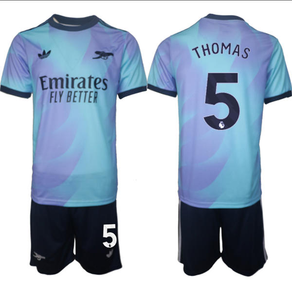 Mens Arsenal FC #5 Thomas Partey 2025 Aqua Third Soccer Jersey kit
