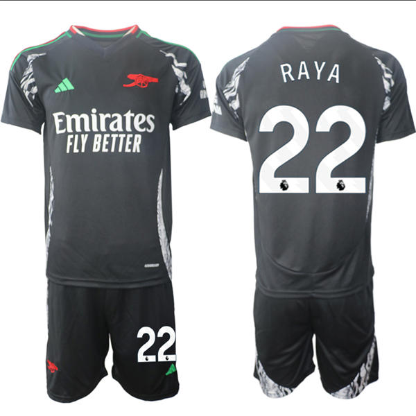 Mens Arsenal FC #22 David Raya 2025 Black Away Soccer Jersey kit