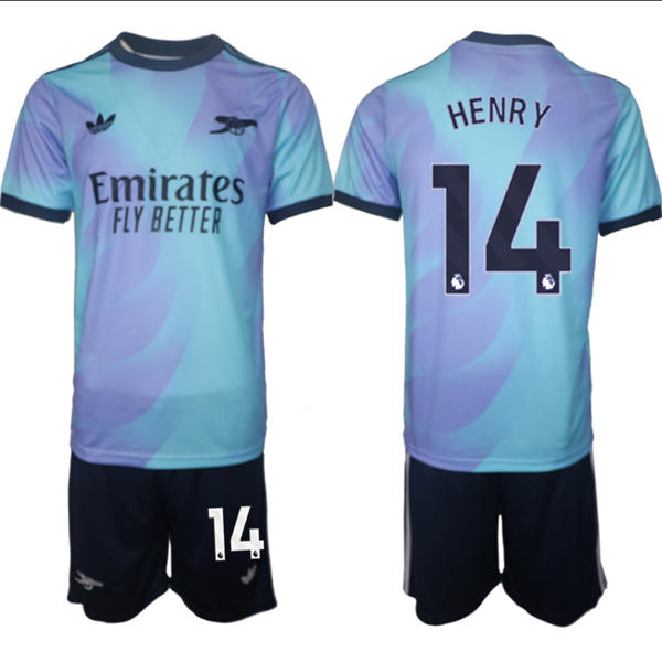 Mens Arsenal FC #14 Thierry Henry 2025 Aqua Third Soccer Jersey kit