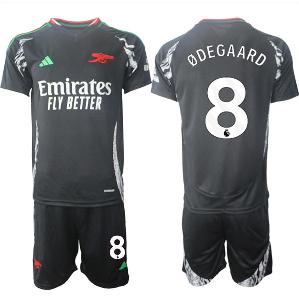 Mens Arsenal FC #8 Martin °aard 2025 Black Away Soccer Jersey kit