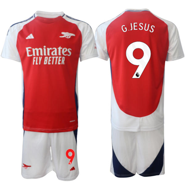 Mens Arsenal FC #9 Gabriel Jesus 2025 Red Home Soccer Jersey kit
