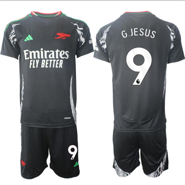 Mens Arsenal FC #9 Gabriel Jesus 2025 Black Away Soccer Jersey kit
