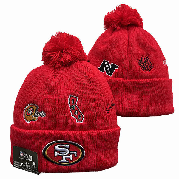 NFL San Francisco 49ers Red 1946 Anniversary Cuffed Pom Knit Hat YD2503212 (3)