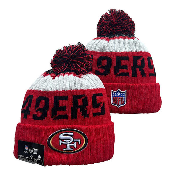 NFL San Francisco 49ers Red White Bacl with colorful Cuffed Pom Knit Hat YD2503212 (15)