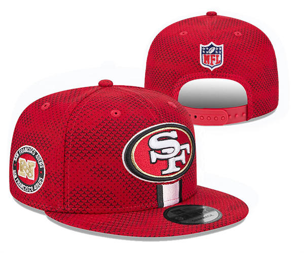 NFL San Francisco 49ers red Sideline Grid Snapback Hat YD2503211 (15)