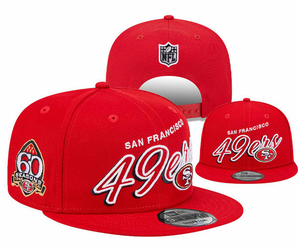 NFL San Francisco 49ers Red 60TH Anniversary Snapback Hat YD2503211 (18)