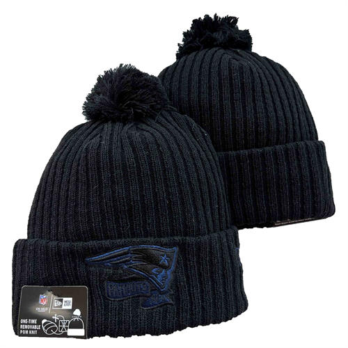 NFL New England Patriots Black Relex logo Cuffed Pom Knit Hat YD2503212 (8)