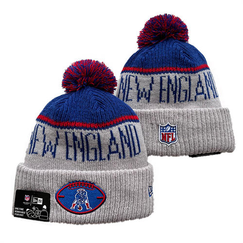 NFL New England Patriots gray royal with colorful Cuffed Pom Knit Hat YD2503212 (12)