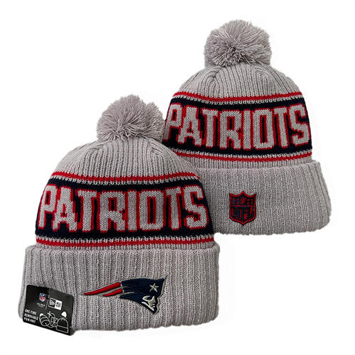 NFL New England Patriots Cream Navy Cuffed Pom Knit Hat YD2503212 (4)