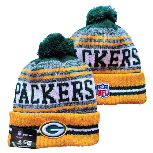 NFL Green Bay Packers yellow white green Cuffed Pom Knit Hat YD2503212 (9)