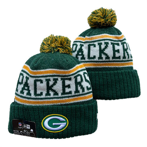 NFL Green Bay Packers green white with colorful Cuffed Pom Knit Hat YD2503212 (4)