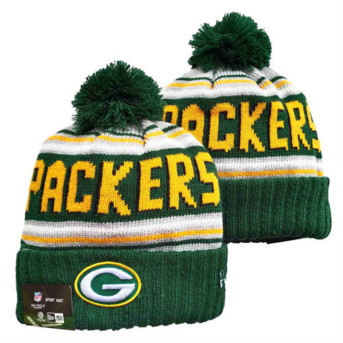 NFL Green Bay Packers green yellow white Cuffed Pom Knit Hat YD2503212 (3)