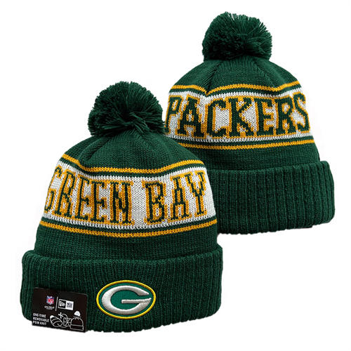 NFL Green Bay Packers green white yellow Cuffed Pom Knit Hat YD2503212 (7)