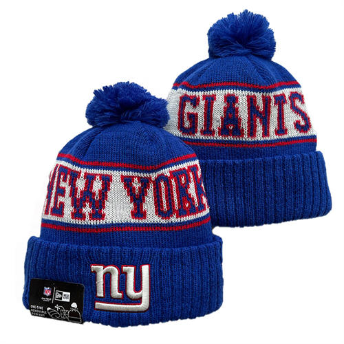 NFL New York Giants Blue white red sideline Cuffed Pom Knit Hat YD2503211  (6)