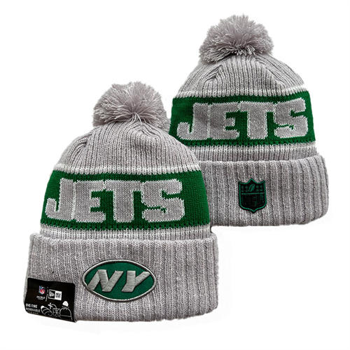 NFL New York Jets gray green Cuffed Pom Knit Hat YD2503212 (1)
