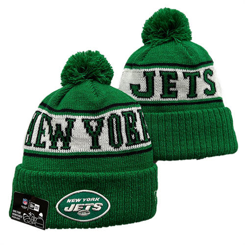 NFL New York Jets Green cream black Cuffed Pom Knit Hat YD2503212 (9)