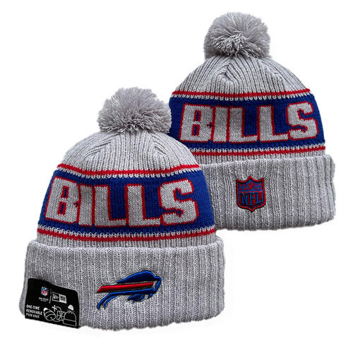 NFL Buffalo Bills cream royal with red strip Cuffed Pom Knit Hat YD2503212 (10)