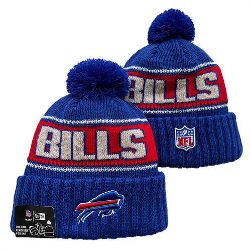 NFL Buffalo Bills embroidered Royal red cream Cuffed Pom Knit Hat YD2503212 (12)