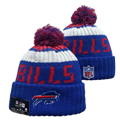 NFL Buffalo Bills Royal white red Cuffed Pom Knit Hat YD2503212 (1)