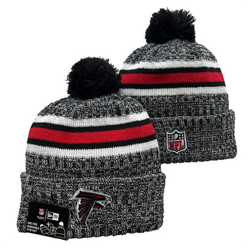 NFL Atlanta Falcons smokey gray red black Cuffed Pom Knit Hat YD2503212 (6)
